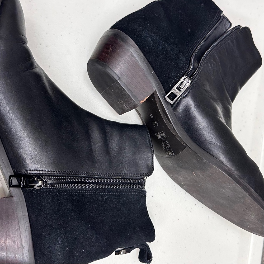 Coach Carmen Boots Size 6.5 B Black Leather Suede Low Heel - Picture 9 of 10